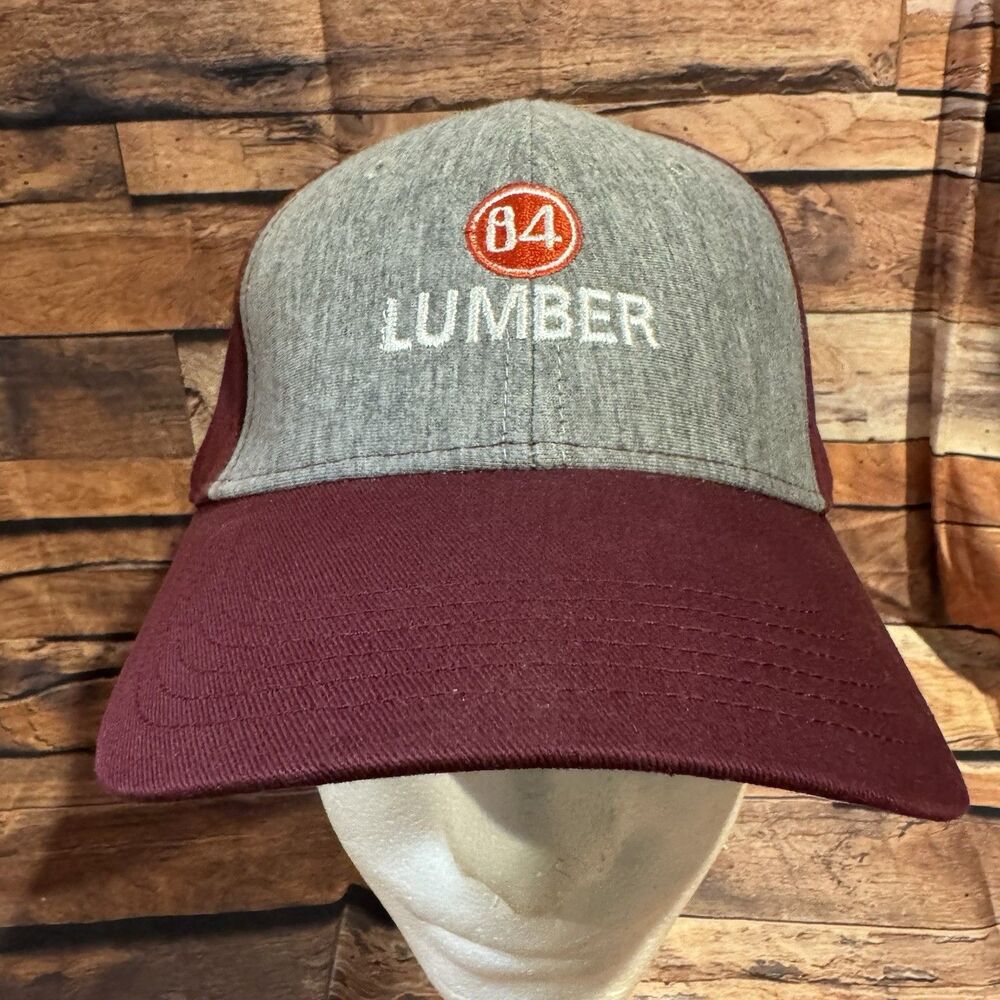 84 Lumber Hat Sport-Tek Gray Heather Burgundy Adjustable Strapback Promo Cap STC